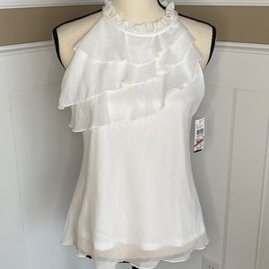 NWT, halter ruffle top. Pretty layered front